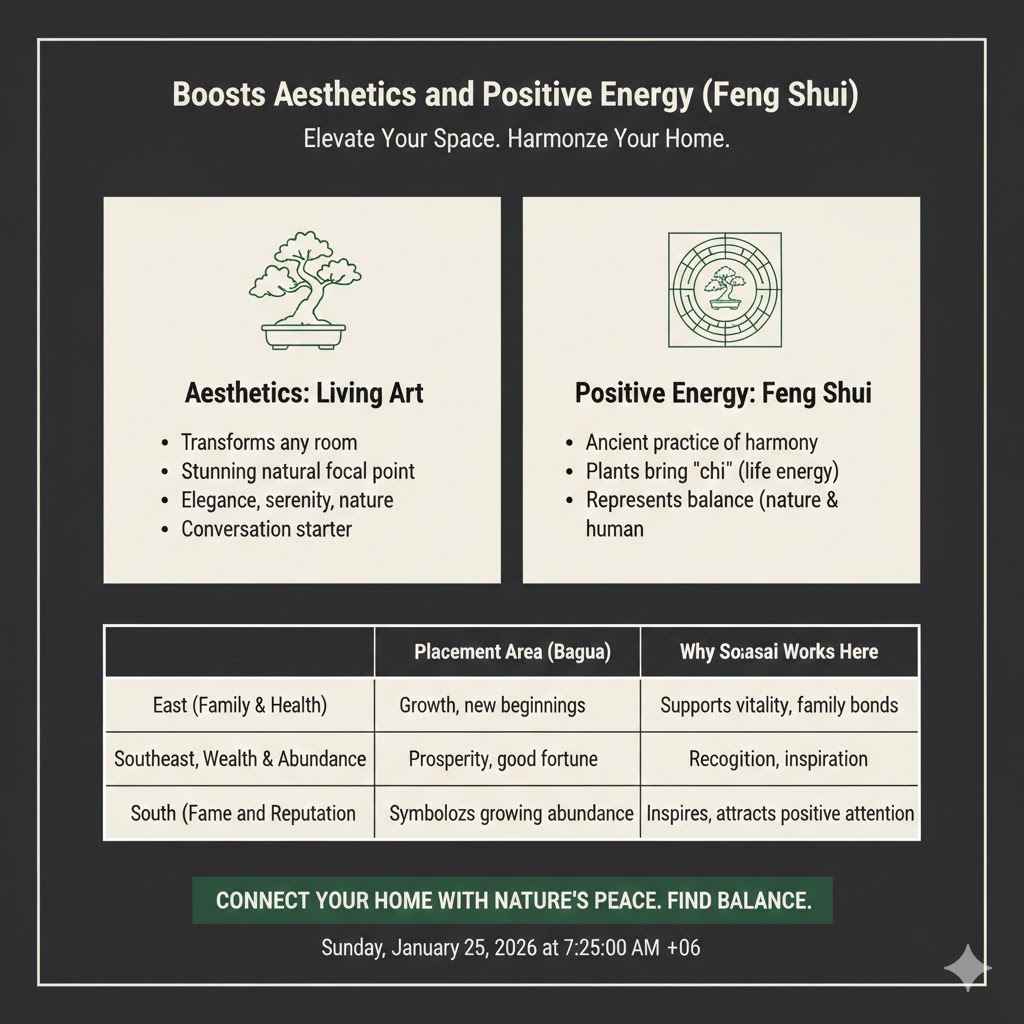 Boosts Aesthetics and Positive Energy (Feng Shui)
