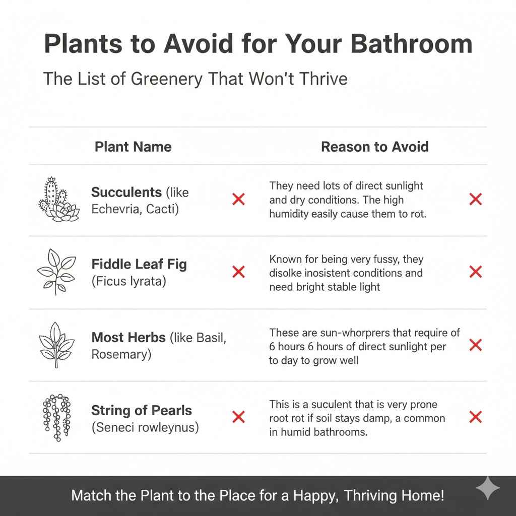 Plants to Avoid for Your Bathroom