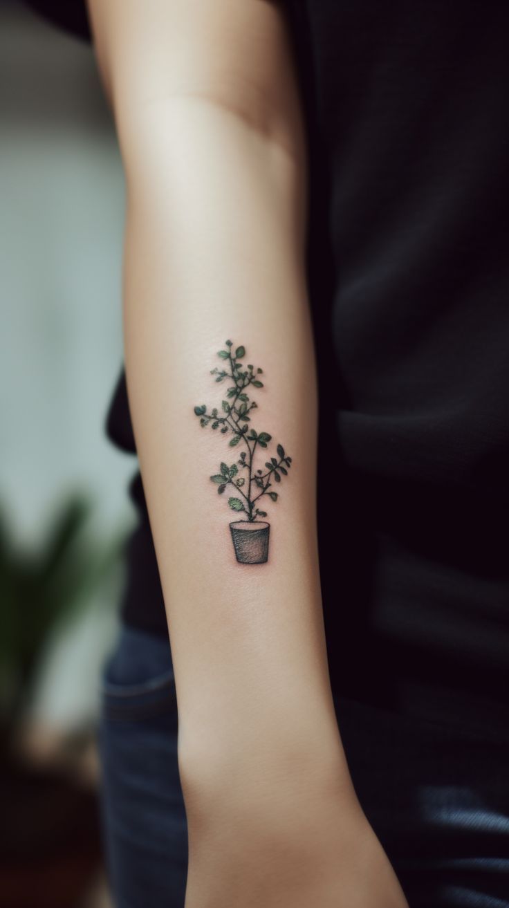 Plant in Pot Tattoo