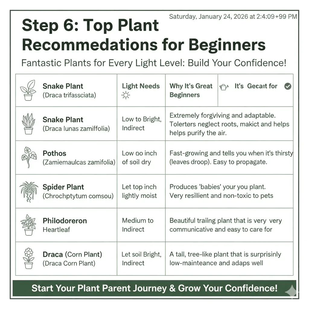 Step 6: Top Plant Recommendations for Beginners
