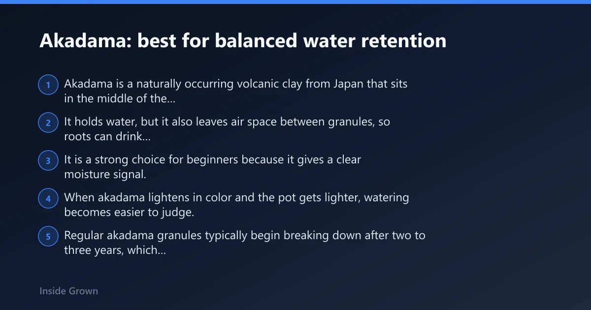 Steps: Akadama: best for balanced water retention