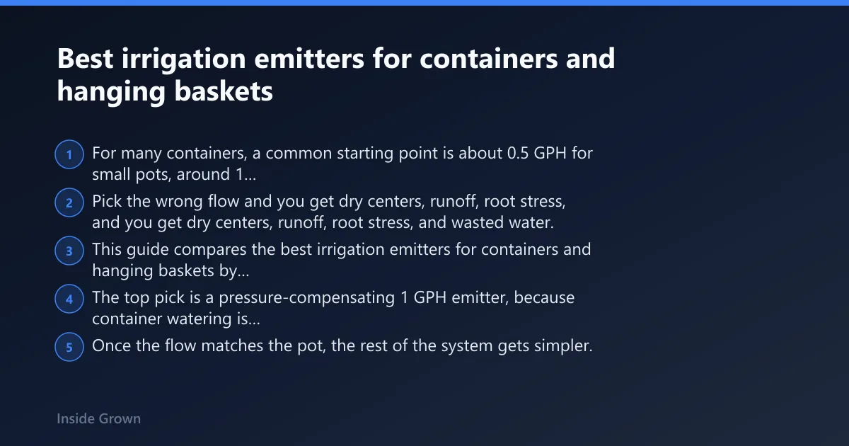 Steps: Best irrigation emitters for containers and hanging baskets