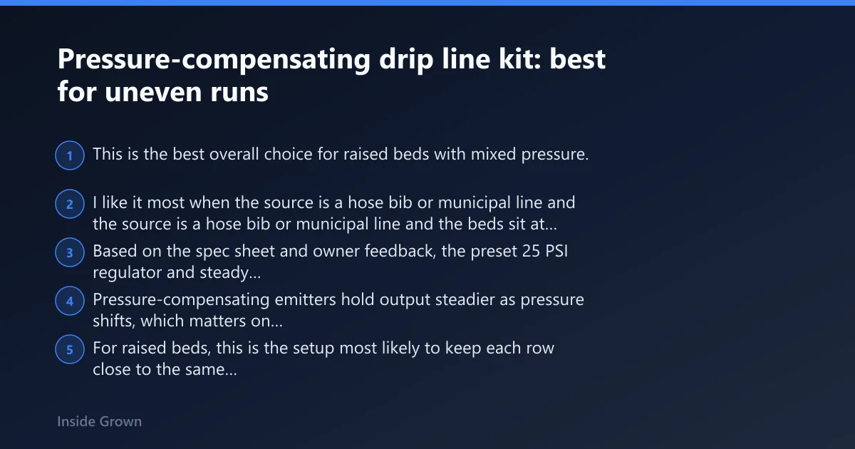 Steps: Pressure-compensating drip line kit: best for uneven runs