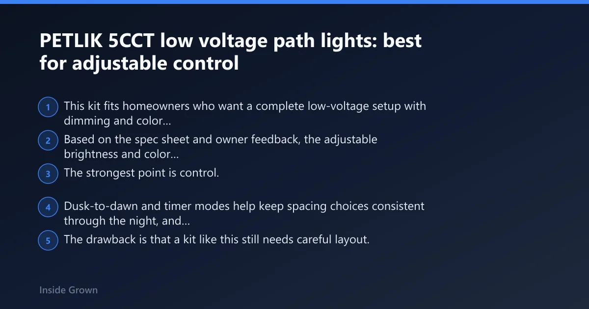 Steps: PETLIK 5CCT low voltage path lights: best for adjustable control