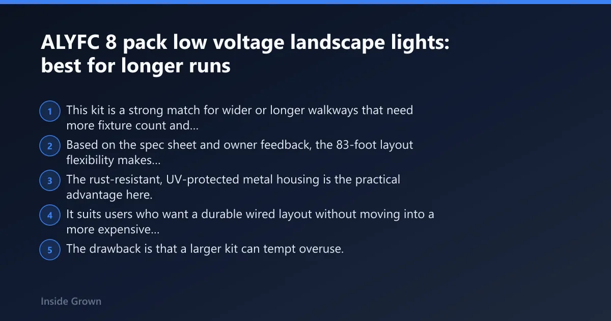 Steps: ALYFC 8 pack low voltage landscape lights: best for longer runs