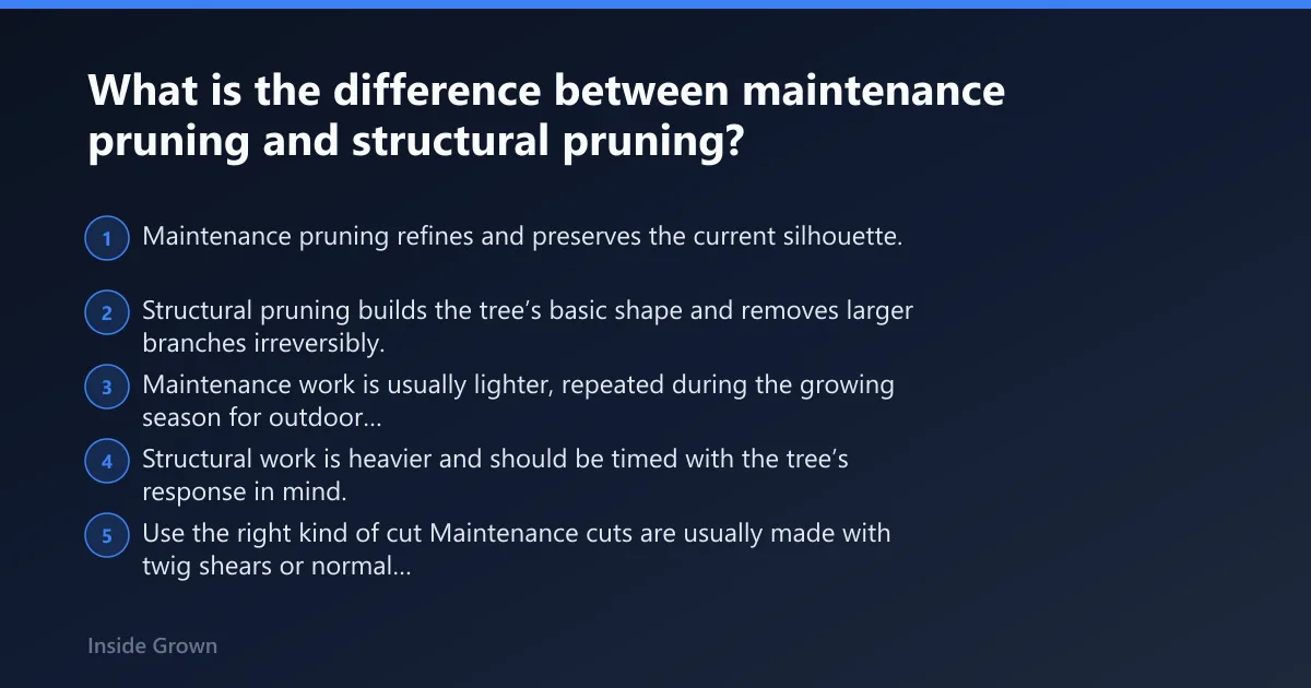 Steps: What is the difference between maintenance pruning and structural pruning?