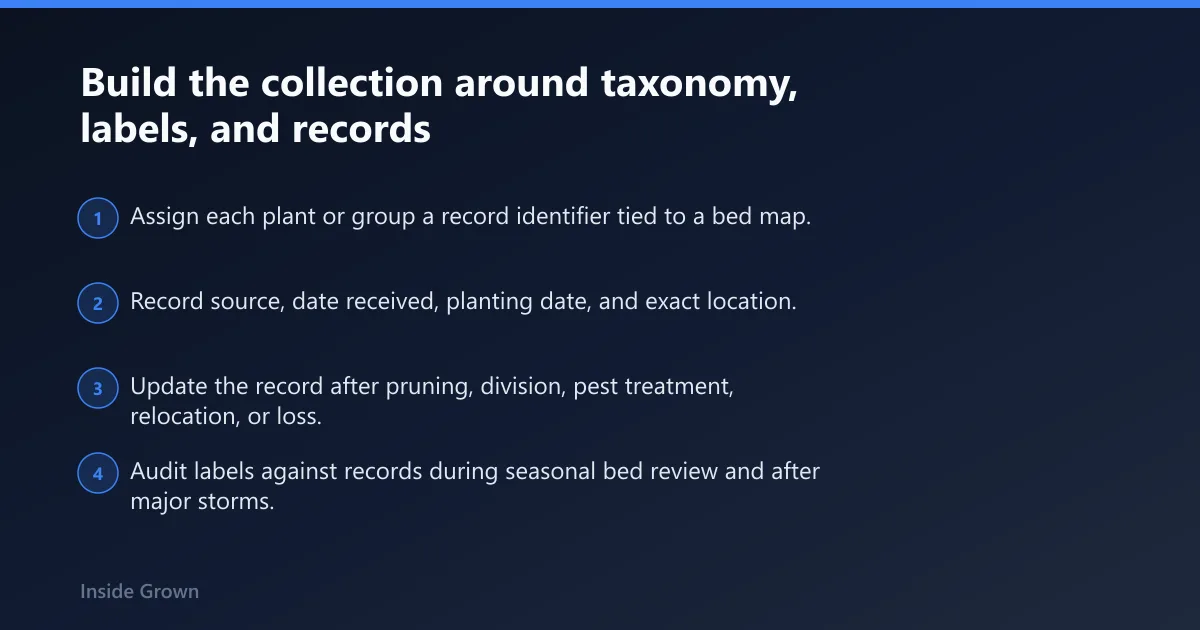 Steps: Build the collection around taxonomy, labels, and records