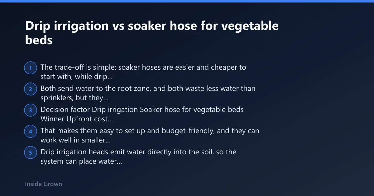 Steps: Drip irrigation vs soaker hose for vegetable beds