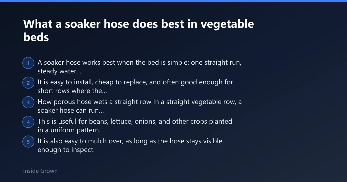 Steps: What a soaker hose does best in vegetable beds
