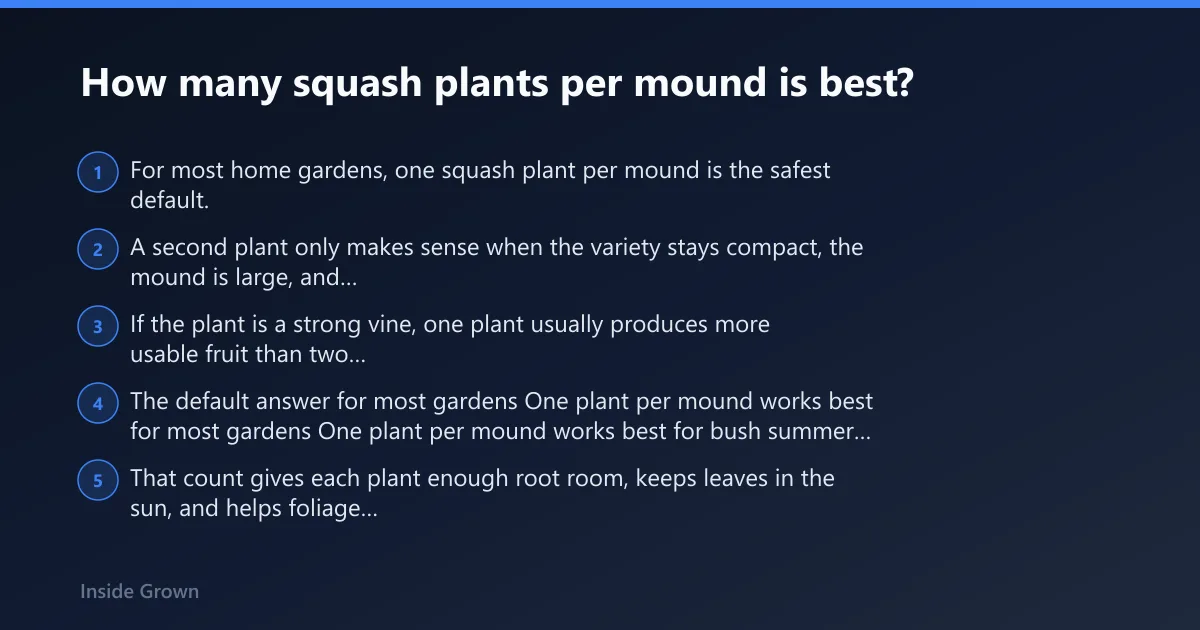 Steps: How many squash plants per mound is best?