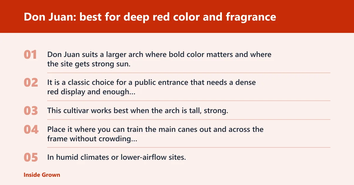 Steps: Don Juan: best for deep red color and fragrance