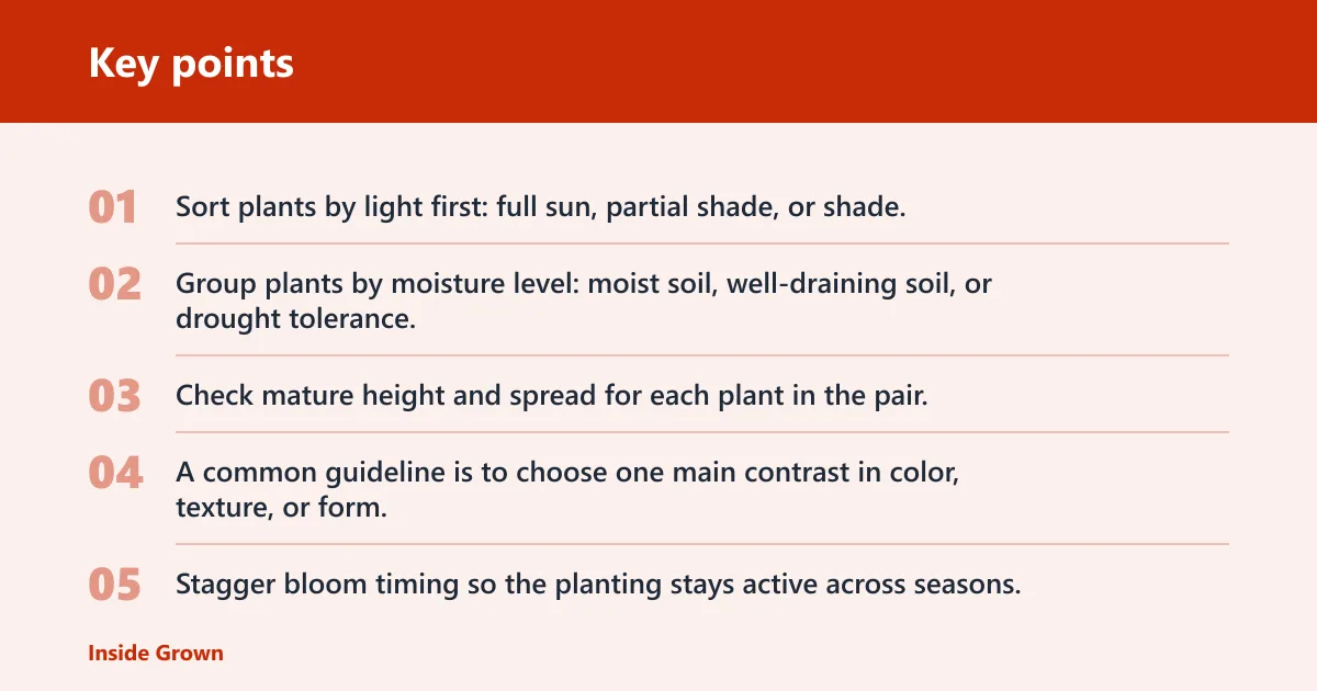 Key points: How do I combine plants with similar needs?