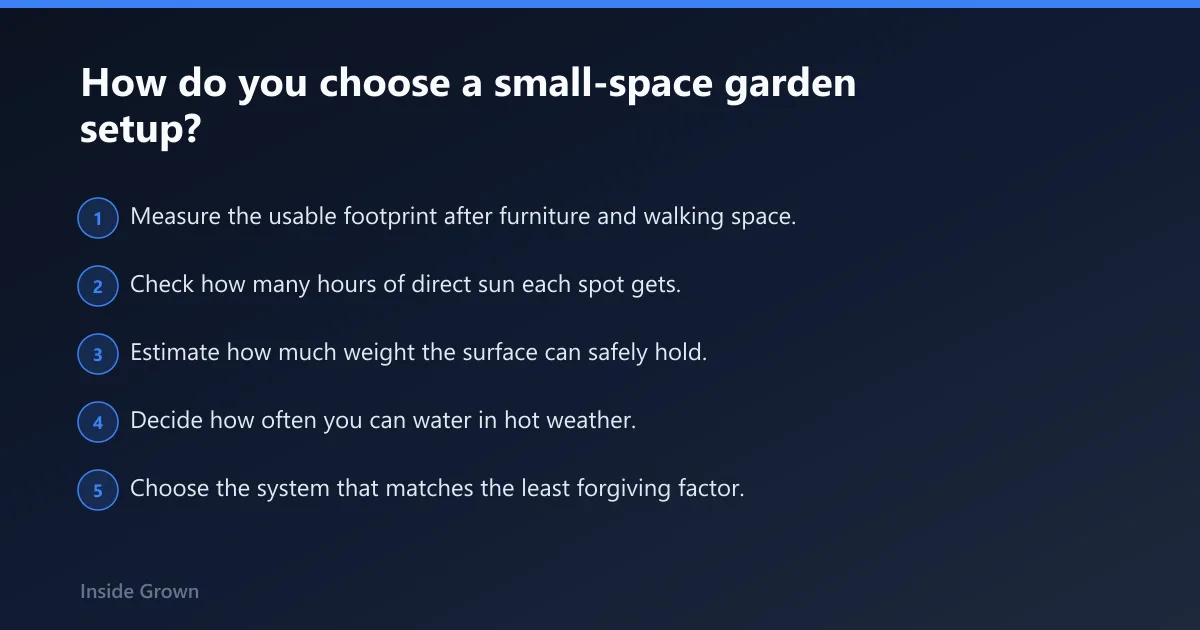 Steps: How do you choose a small-space garden setup?