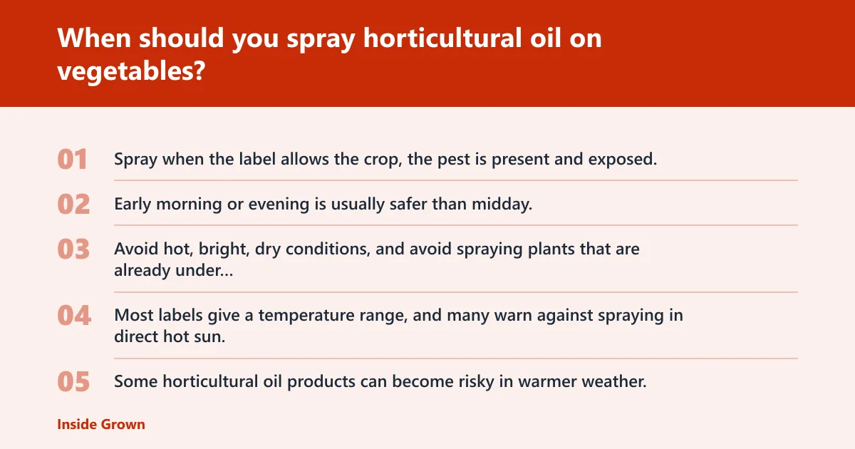 Steps: When should you spray horticultural oil on vegetables?