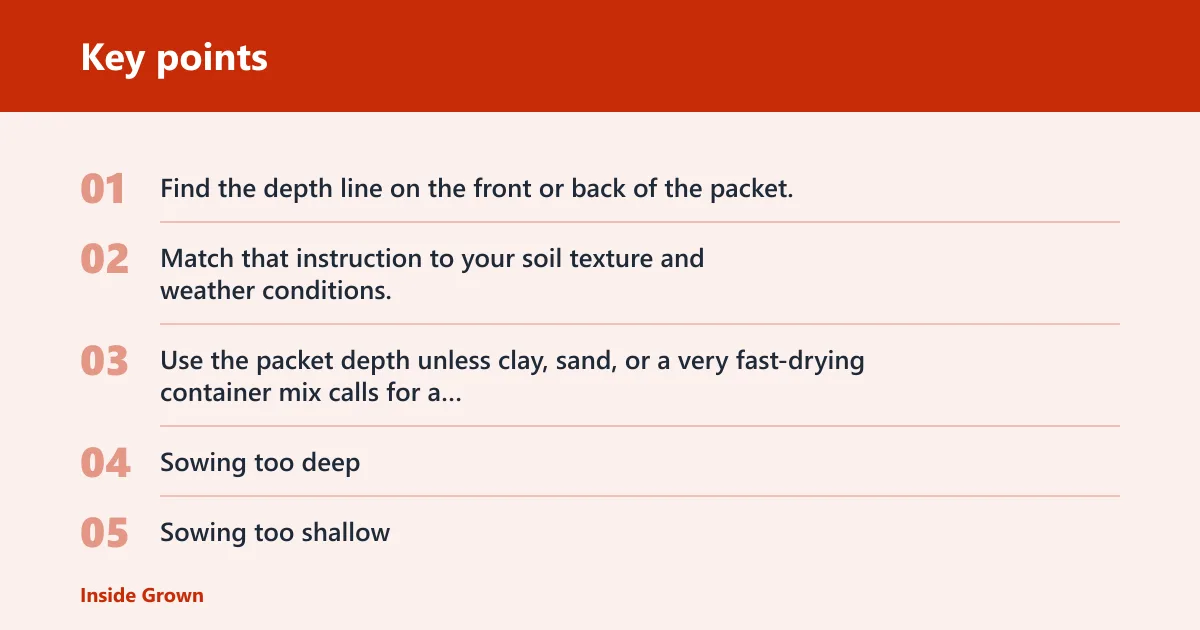 Key points: How do I know the correct depth for each vegetable seed packet?