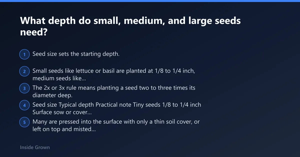 Steps: What depth do small, medium, and large seeds need?