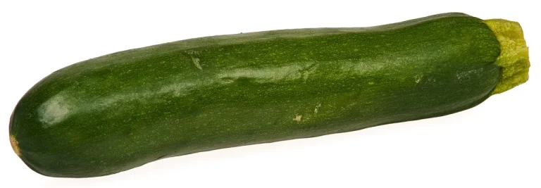 A gardener beside zucchini plants and a basket of harvested zucchini in a backyard garden.