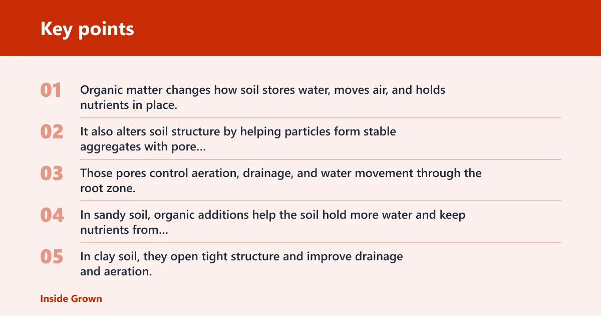Key points: What organic matter changes in soil