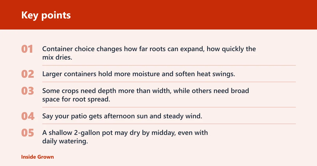 Key points: How container choice affects harvest