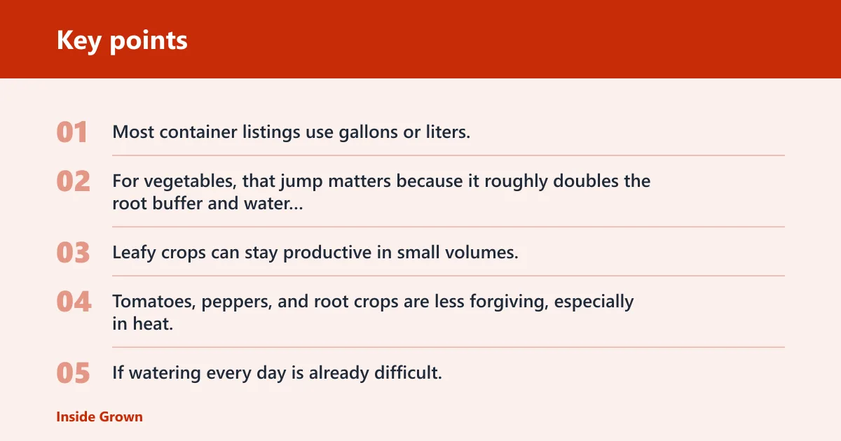 Key points: What size container do you need?