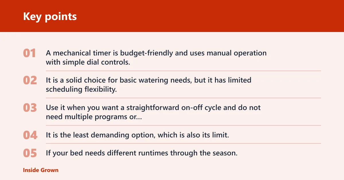 Key points: Which timer type fits your garden?