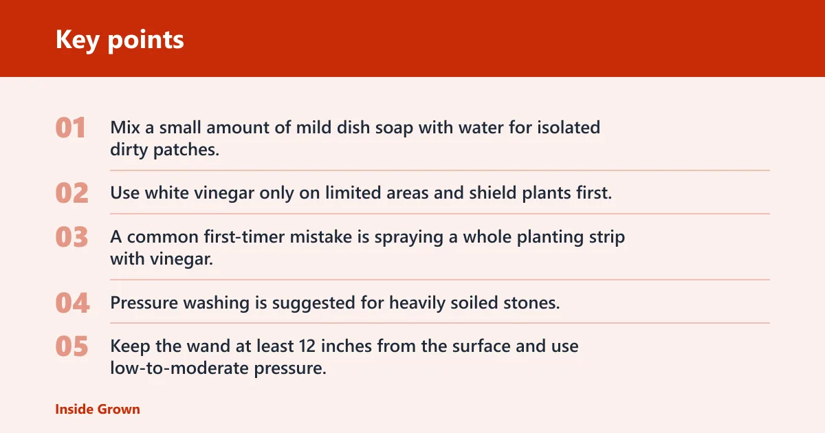 Key points: When should you use soap, vinegar, or a pressure washer?