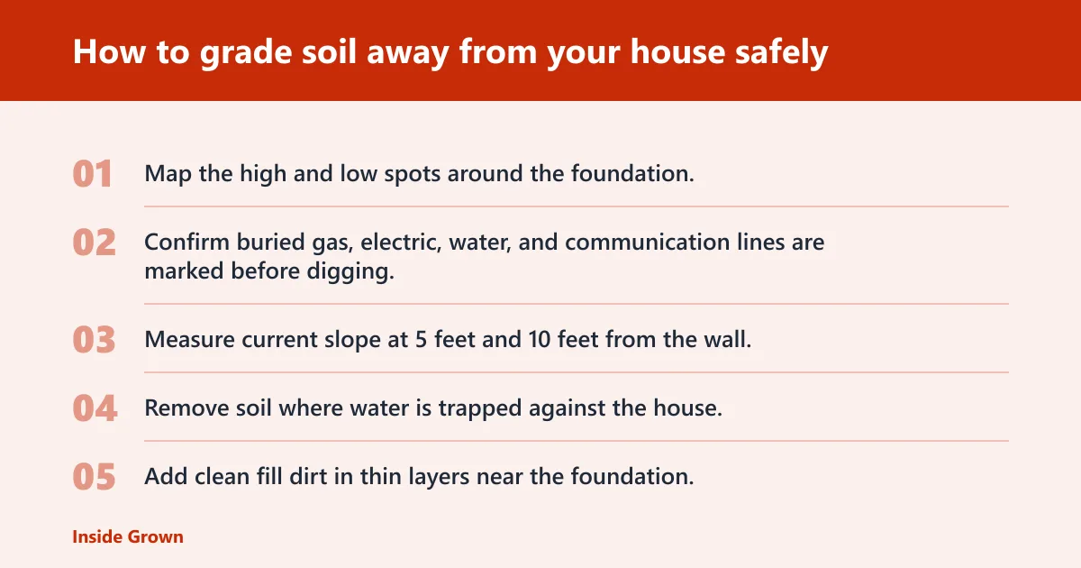 Steps: How to grade soil away from your house safely