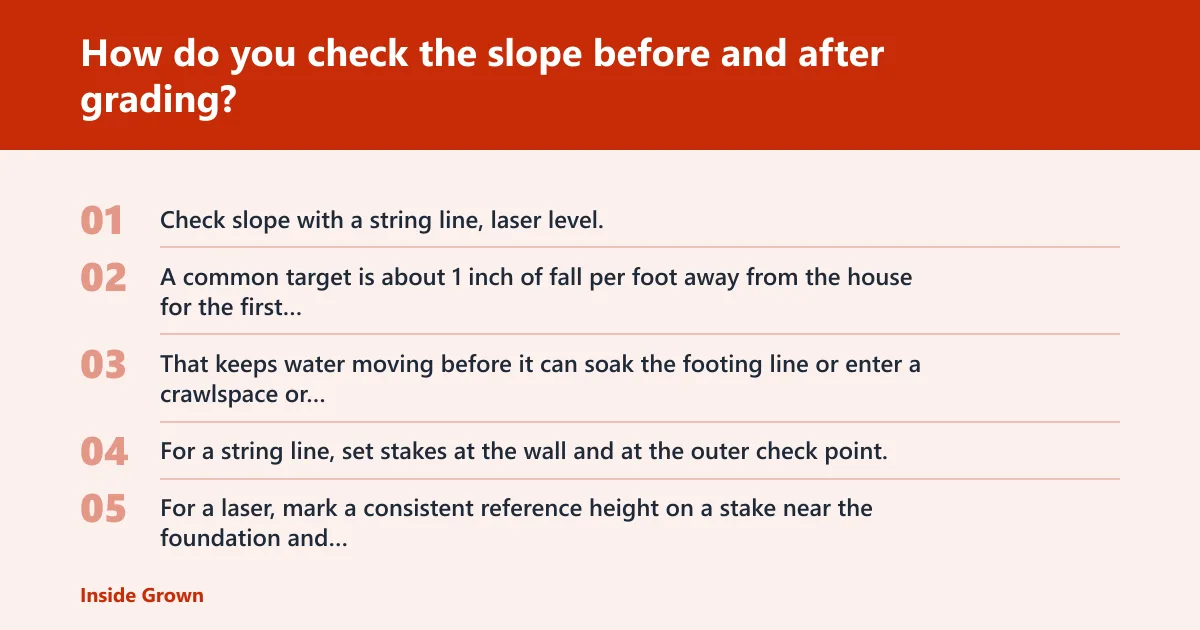 Steps: How do you check the slope before and after grading?