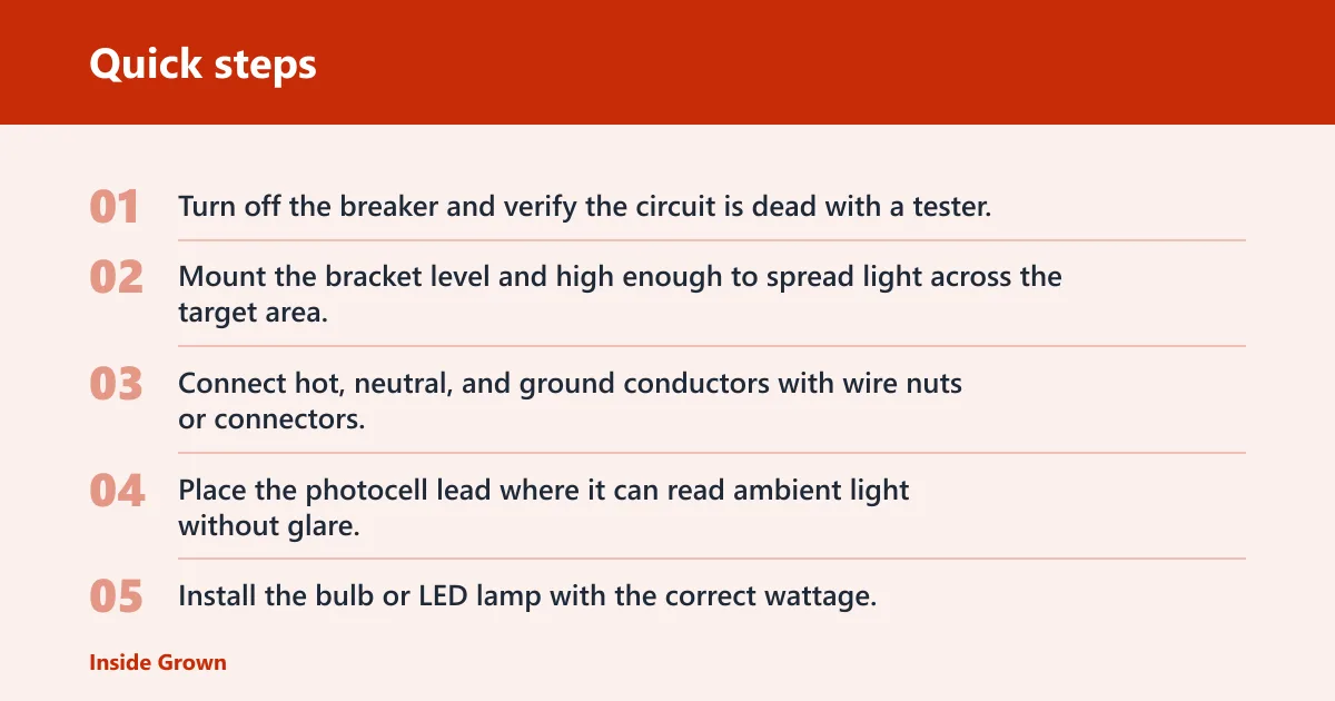 Quick steps: How do you wire a dusk to dawn light fixture safely?