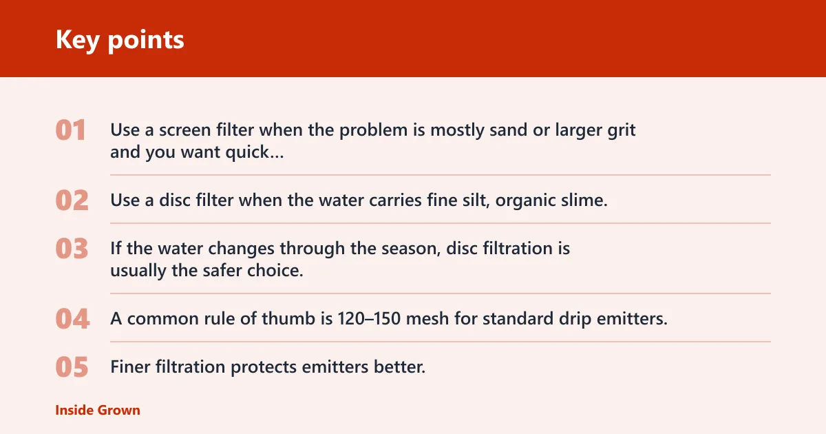 Key points: What filter do you need for your well?