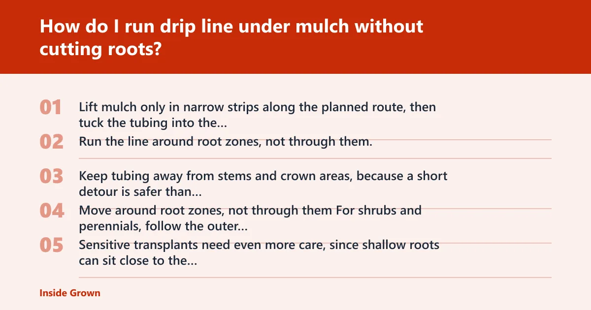 Steps: How do I run drip line under mulch without cutting roots?