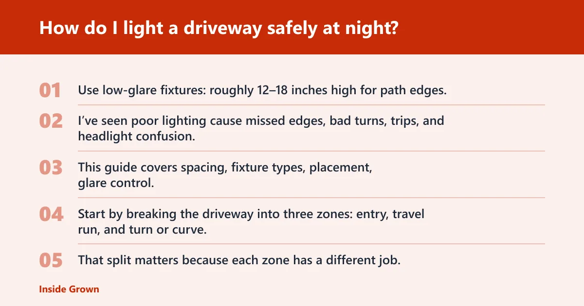 Steps: How do I light a driveway safely at night?