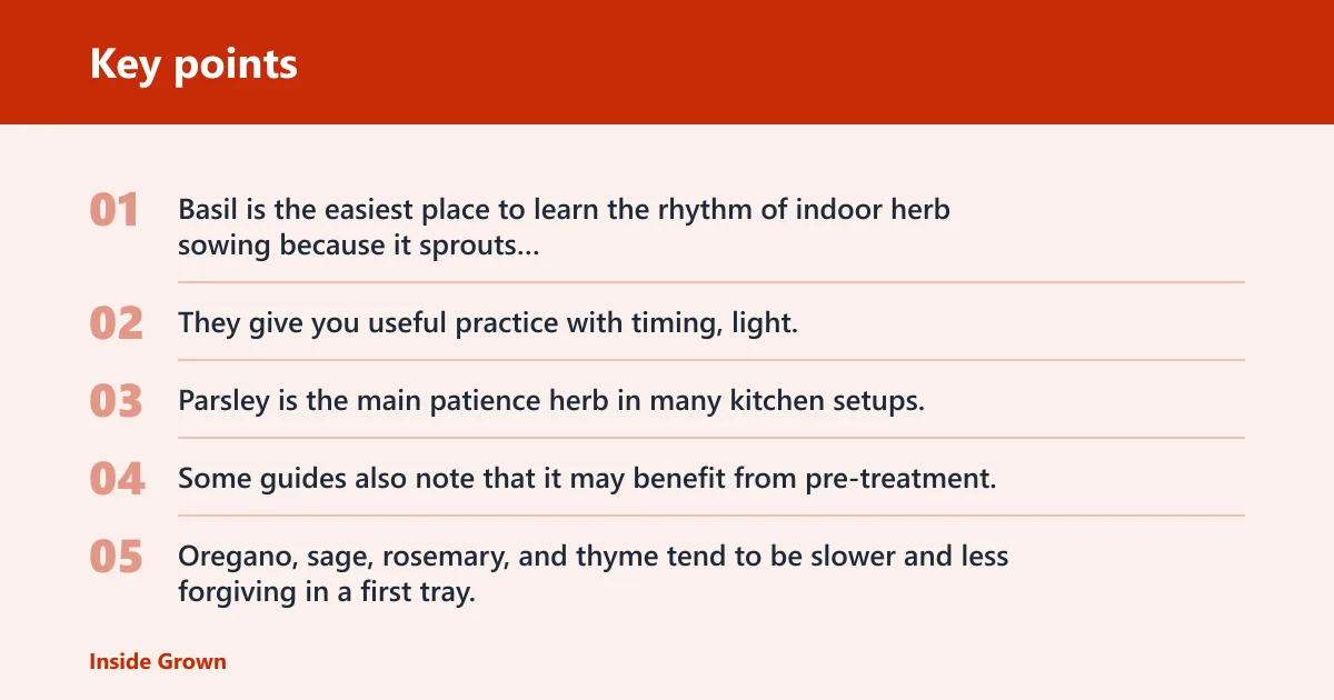 Key points: Which herbs should you start indoors?
