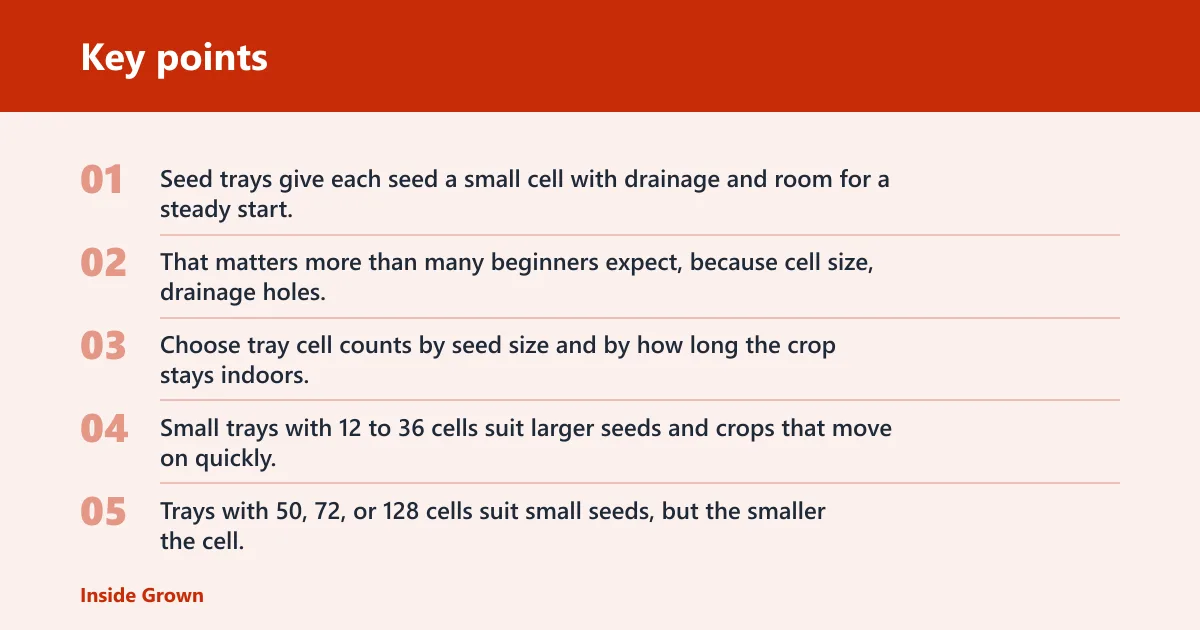Key points: What seed trays do