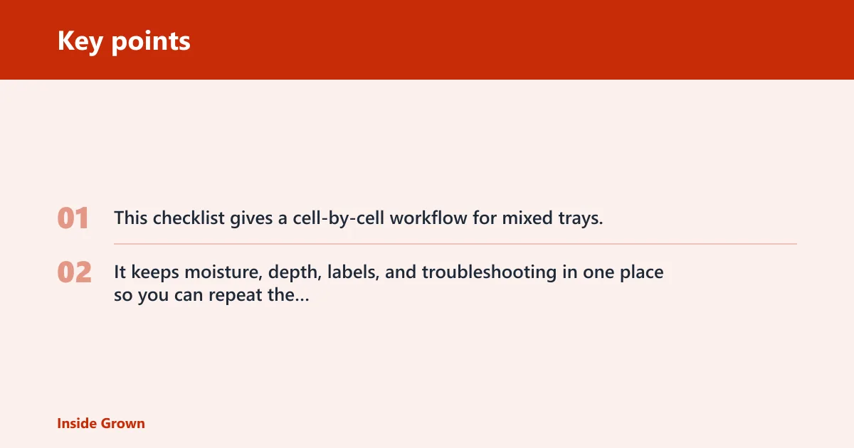 Key points: Seed tray checklist