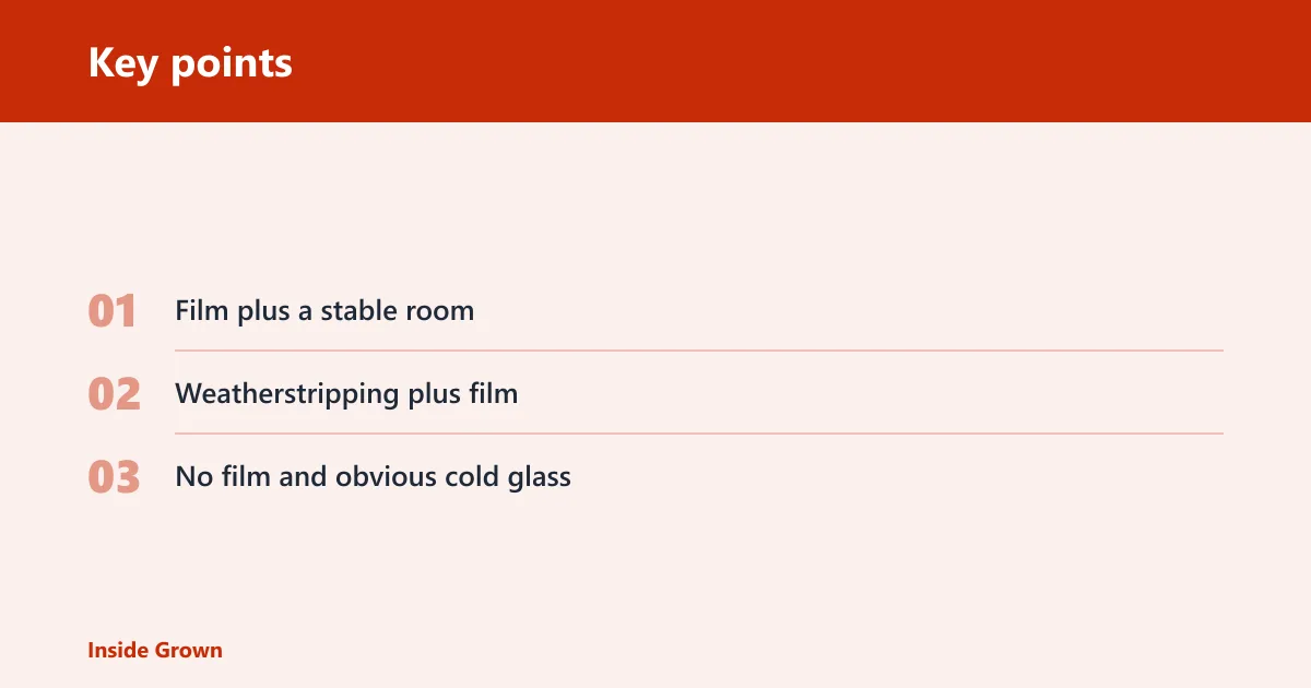 Key points: Cold window protection: film, weatherstripping, or both?
