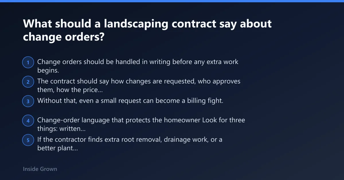 Steps: What should a landscaping contract say about change orders?