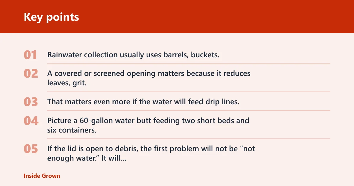 Key points: Rain barrel and greywater basics