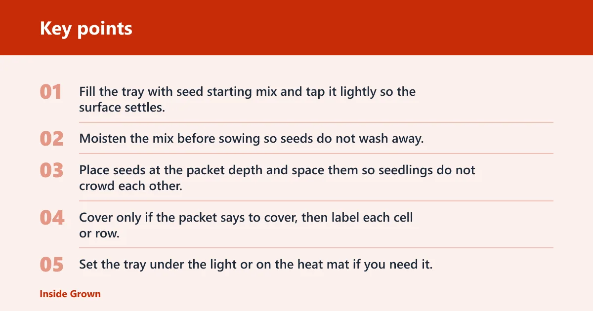 Key points: Sow, water, and care for sprouts
