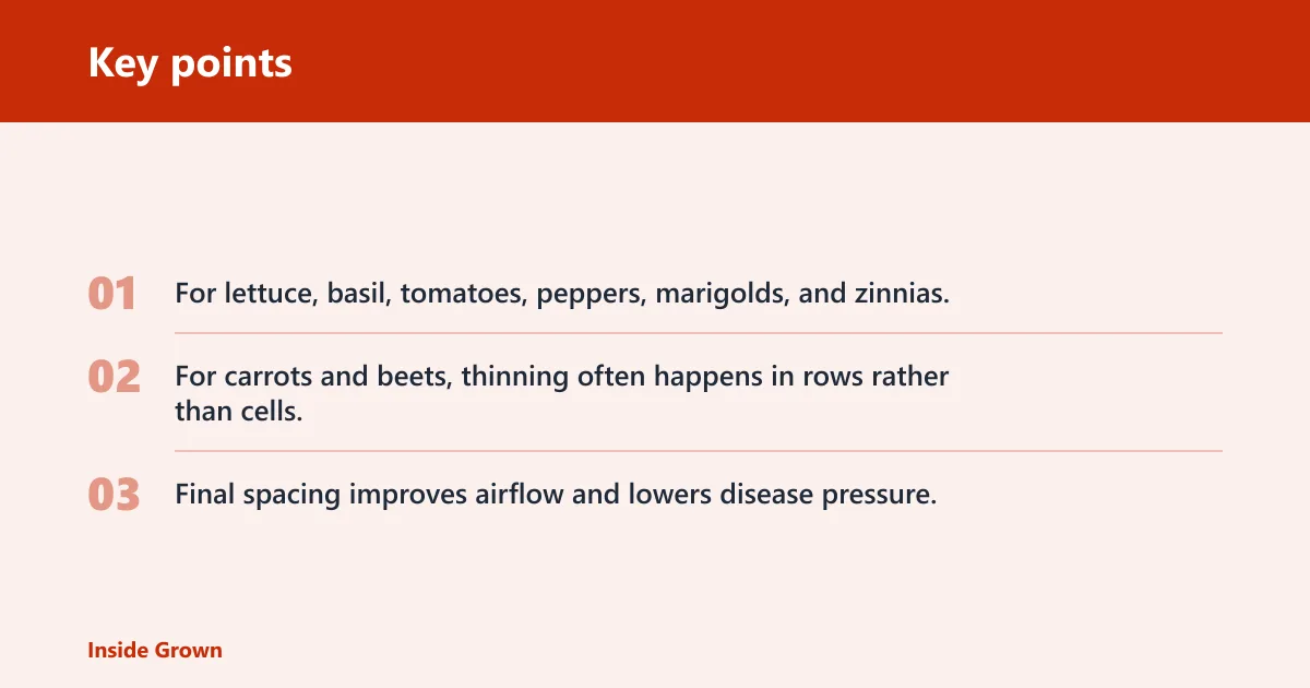 Key points: Seedling thinning matrix