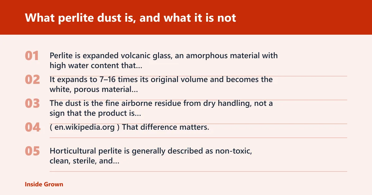 Steps: What perlite dust is, and what it is not