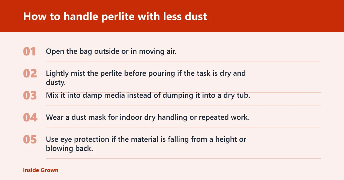 Steps: How to handle perlite with less dust