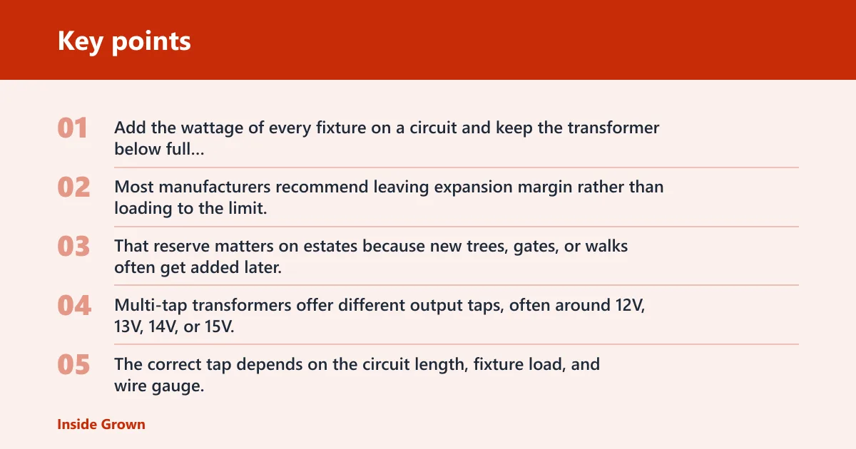 Key points: How do you size the transformer and plan the load?