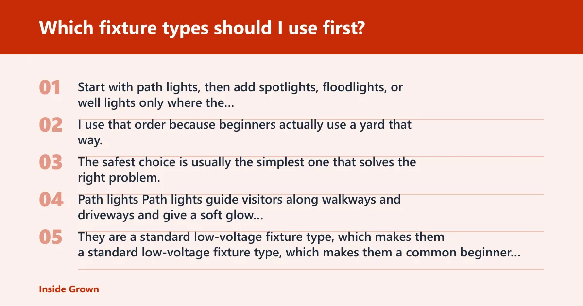 Steps: Which fixture types should I use first?
