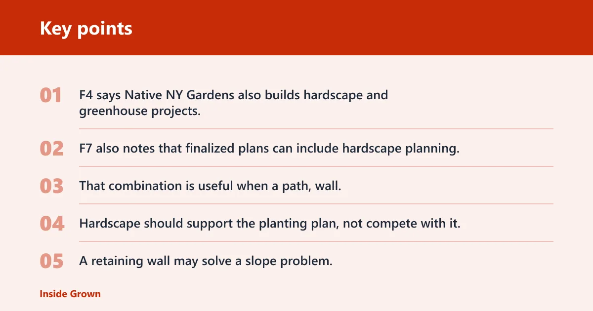 Key points: Can native gardening include hardscape or irrigation?