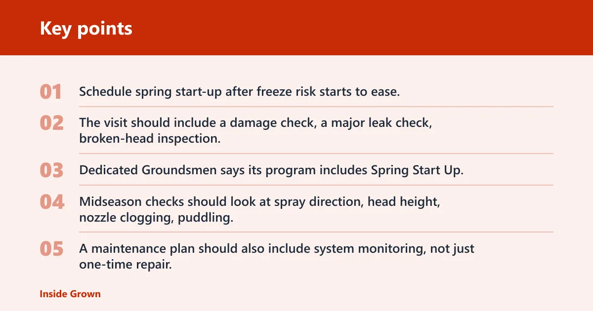 Key points: When should you schedule sprinkler maintenance?