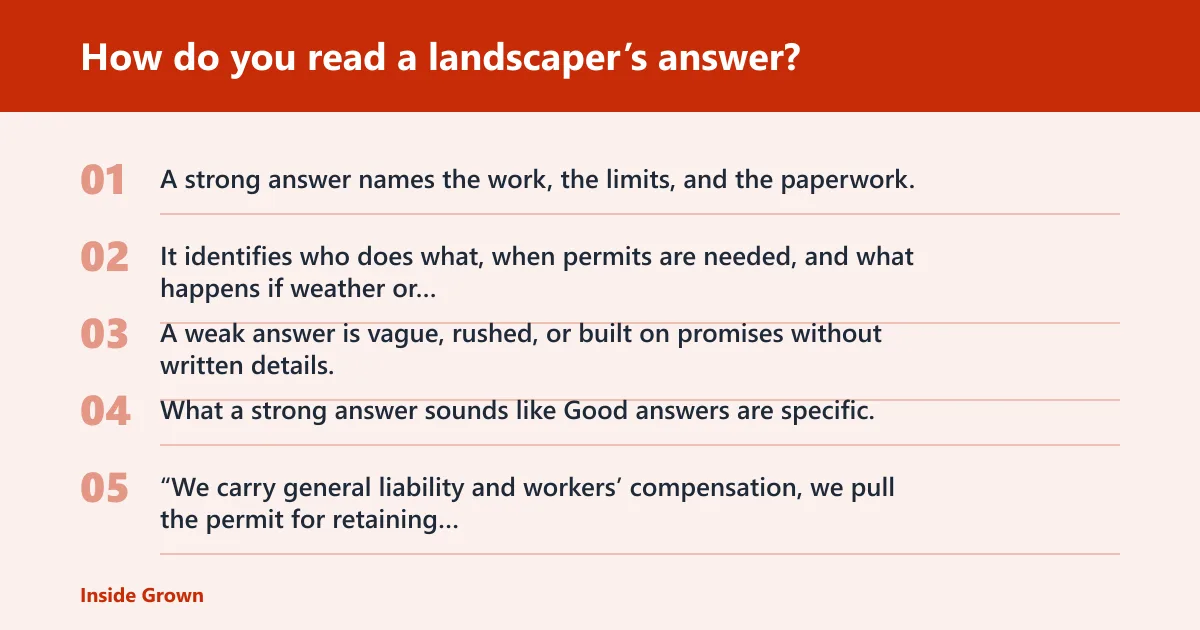 Steps: How do you read a landscaper’s answer?