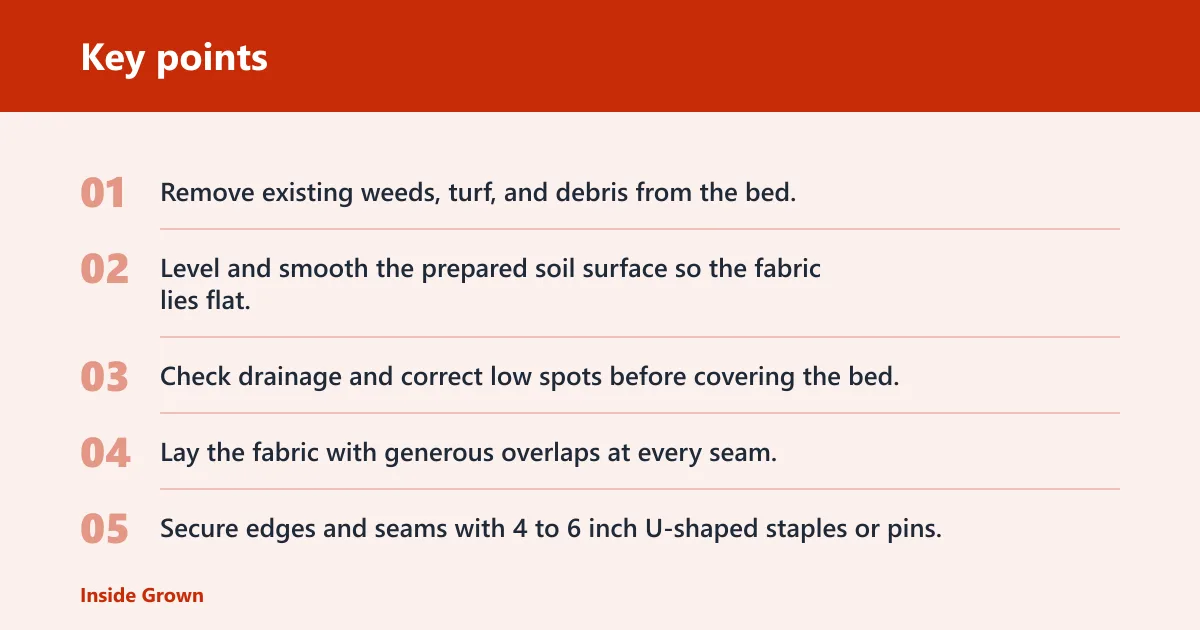 Key points: Installation basics before you lay fabric